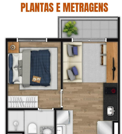Imagem Apartamento com 1 Quarto à Venda, 28 m² Imagem Apartamento com 1 Quarto à Venda, 28 m²
