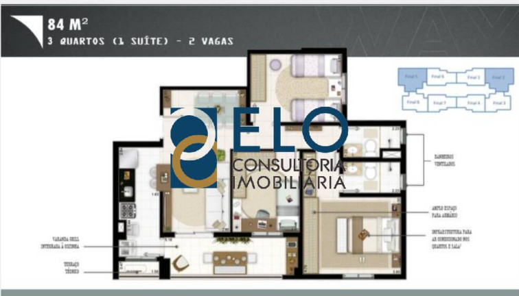Imagem Apartamento com 3 Quartos à Venda, 84 m² em Marapé - Santos Imagem Apartamento com 3 Quartos à Venda, 84 m² em Marapé - Santos