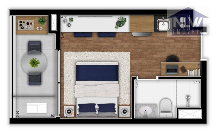 Studio com 1 Quarto à Venda, 22 m² em Santo Amaro - São Paulo