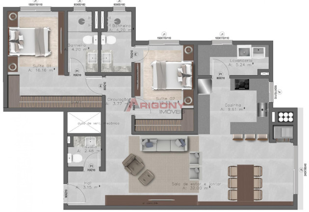 Apartamento com 2 Quartos à Venda, 110 m² em Nossa Senhora De Lourdes - Santa Maria