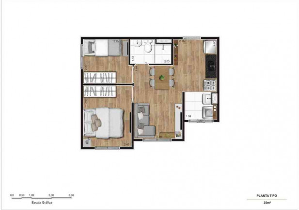 Imagem Apartamento com 2 Quartos à Venda, 35 m² em São Mateus - São Paulo