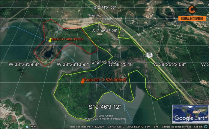 Terreno à Venda, 1.350.000 m² em Baía De Aratu - Simões Filho