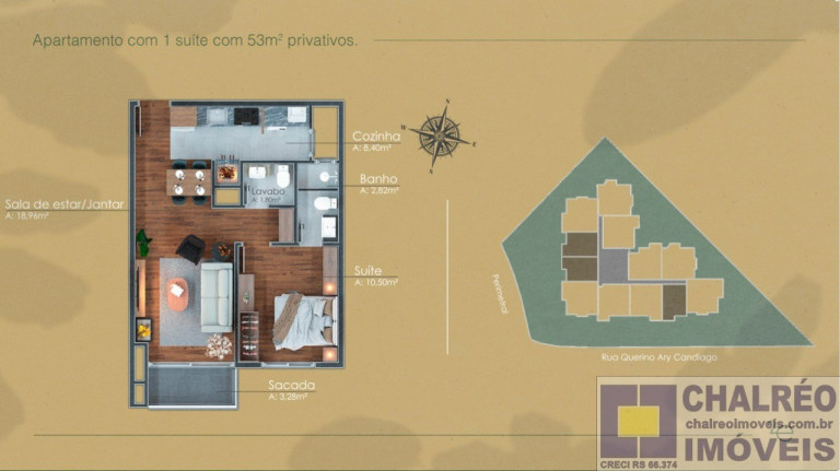 Imagem Imóvel com 1 Quarto à Venda, 53 m² em Candiago - Gramado