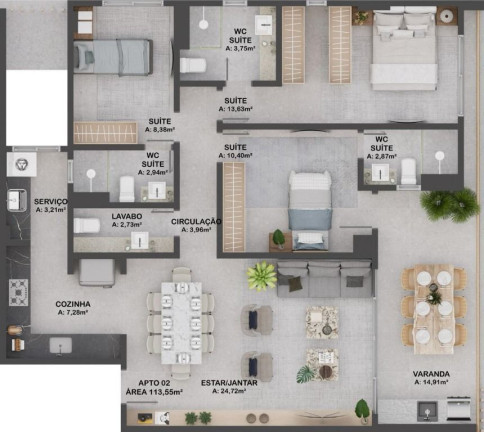 Imagem Apartamento com 2 Quartos à Venda, 68 m² em Intermares - Cabedelo