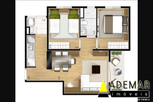 Imagem Apartamento com 2 Quartos à Venda, 50 m² em Vila Alzira - Santo André Imagem Apartamento com 2 Quartos à Venda, 50 m² em Vila Alzira - Santo André