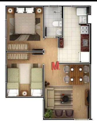 Imagem Apartamento com 2 Quartos à Venda, 47 m² em Jardim Tatiana - Votorantim