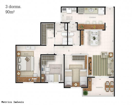 Imagem Imóvel com 3 Quartos à Venda, 90 m² em Ponte São João - Jundiaí