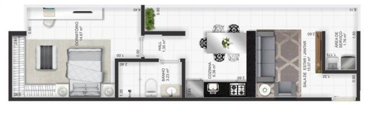 Imagem Apartamento com 1 Quarto à Venda, 46 m² em Guilhermina - Praia Grande