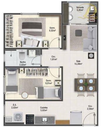 Imagem Apartamento com 2 Quartos à Venda, 55 m² em Aviação - Praia Grande Imagem Apartamento com 2 Quartos à Venda, 55 m² em Aviação - Praia Grande