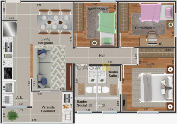 Imagem Apartamento com 3 Quartos à Venda, 70 m² em Jardim Ipiranga - Americana Imagem Apartamento com 3 Quartos à Venda, 70 m² em Jardim Ipiranga - Americana