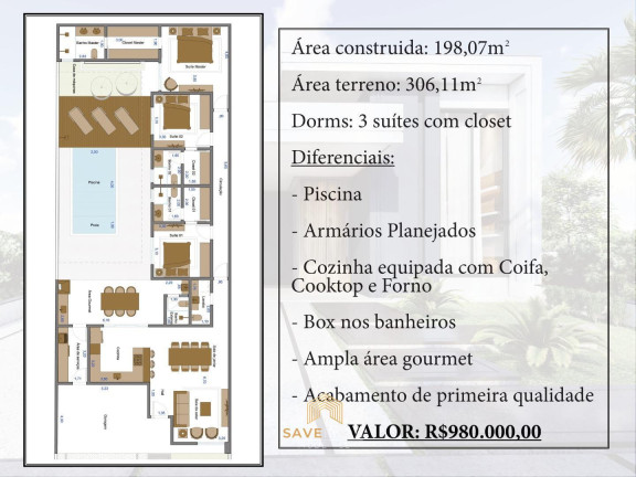 Imagem Casa com 3 Quartos à Venda, 198 m² em Condomínio Piemonte - Indaiatuba
