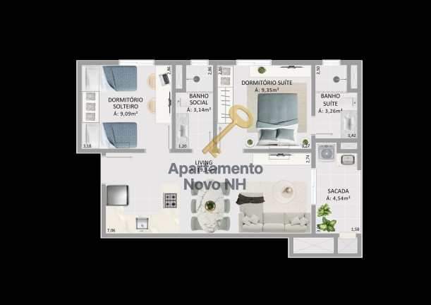 Imagem Apartamento com 2 Quartos à Venda, 58 m² em Primavera - Novo Hamburgo Imagem Apartamento com 2 Quartos à Venda, 58 m² em Primavera - Novo Hamburgo