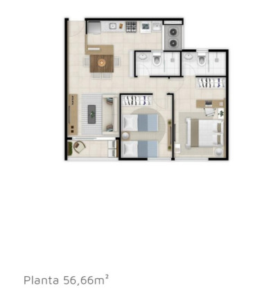 Imagem Apartamento com 2 Quartos à Venda, 56 m² em Benfica - Fortaleza