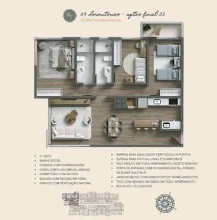 Apartamento com 3 Quartos à Venda, 97 m² em Centro - Nova Petrópolis