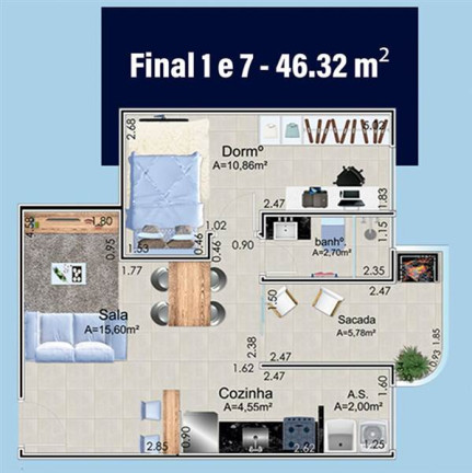 Imagem Apartamento com 1 Quarto à Venda, 46 m² em Maracanã - Praia Grande