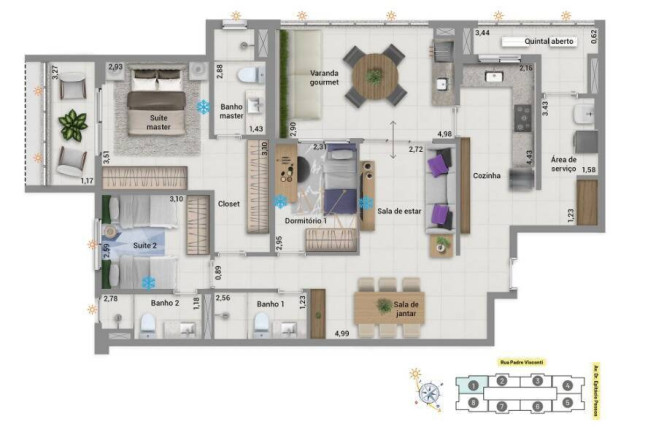 Imagem Apartamento com 3 Quartos à Venda, 96 m² em Embaré - Santos Imagem Apartamento com 3 Quartos à Venda, 96 m² em Embaré - Santos