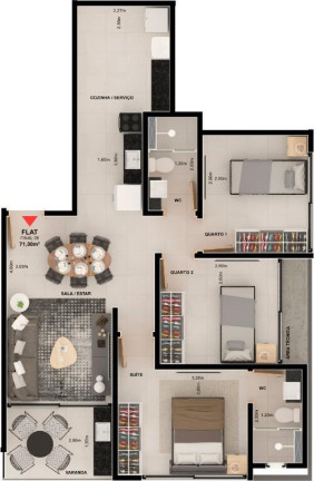 Imagem Apartamento com 2 Quartos à Venda, 60 m² em Jardim Oceania - João Pessoa