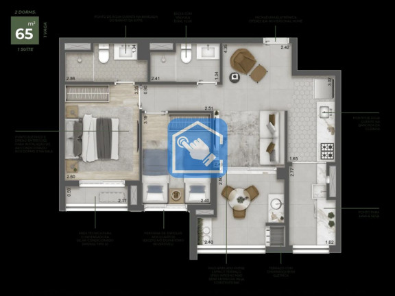 Imagem Apartamento com 2 Quartos à Venda, 65 m² em Butantã - São Paulo