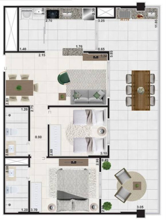 Apartamento com 2 Quartos à Venda, 95 m² em Guilhermina - Praia Grande