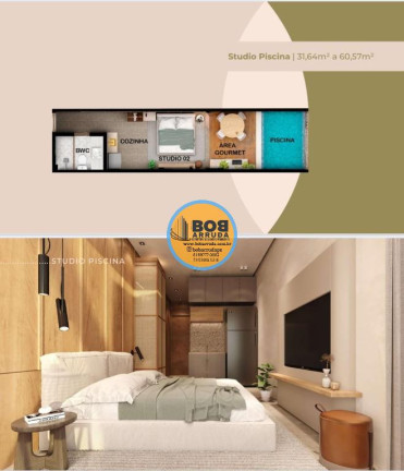 Imagem Imóvel com 1 Quarto à Venda, 27 m² em Carneiros - Tamandaré