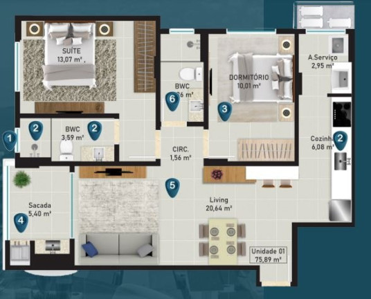 Apartamento com 2 Quartos à Venda, 138 m² em Barreiros - São José