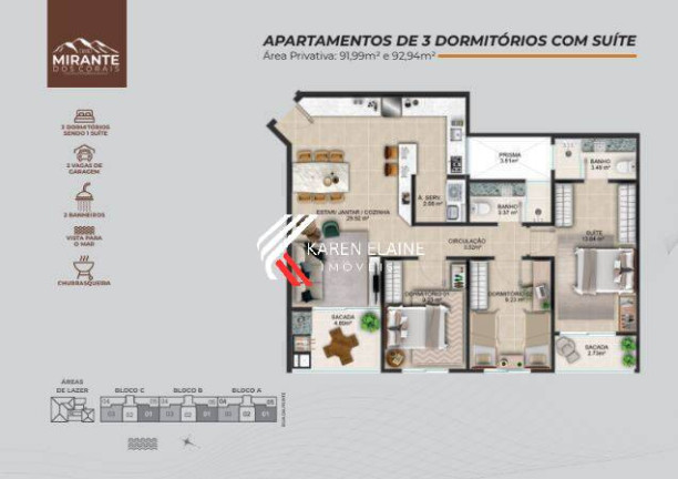 Imagem Apartamento com 3 Quartos à Venda, 91 m² em Coqueiros - Florianópolis Imagem Apartamento com 3 Quartos à Venda, 91 m² em Coqueiros - Florianópolis