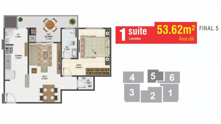 Imagem Apartamento com 1 Quarto à Venda, 54 m² em Forte - Praia Grande
