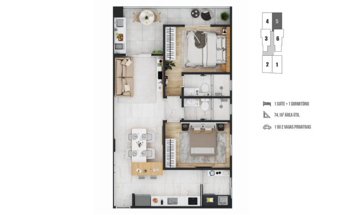 Imagem Apartamento com 2 Quartos à Venda, 74 m² em Forte - Praia Grande