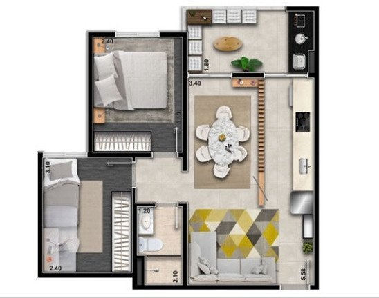 Imagem Apartamento com 2 Quartos à Venda, 46 m² em Vila Ema - São Paulo
