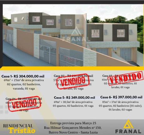 Imóvel com 3 Quartos à Venda, 69 m² em Novo Centro - Santa Luzia