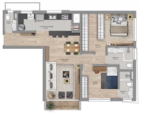 Imagem Apartamento com 2 Quartos à Venda, 100 m² em Bela Vista - Porto Alegre