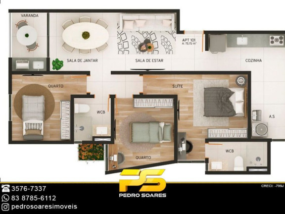 Imagem Apartamento com 3 Quartos à Venda, 75 m² em Intermares - Cabedelo
