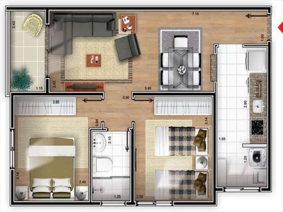 Apartamento com 2 Quartos à Venda, 50 m² em Caicara - Itanhaem