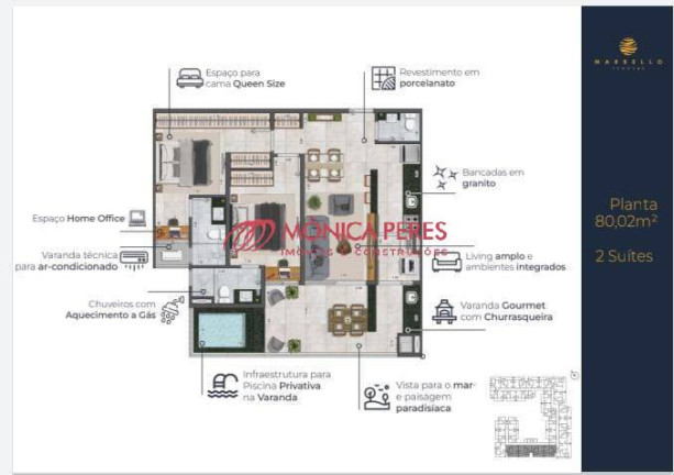 Apartamento com 2 Quartos à Venda, 70 m² em Tenório - Ubatuba