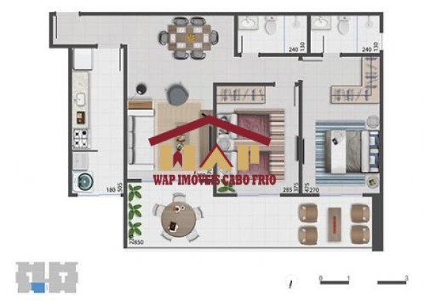 Imagem Apartamento com 2 Quartos à Venda, 80 m² em Jardim Excelsior - Cabo Frio