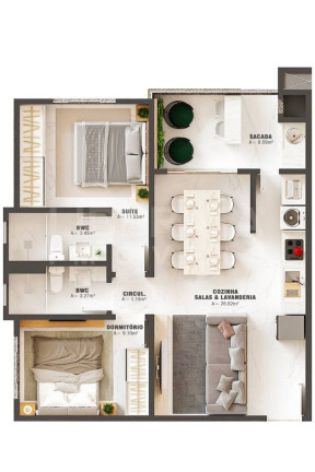 Imagem Apartamento com 2 Quartos à Venda, 74 m² em Gravatá - Navegantes