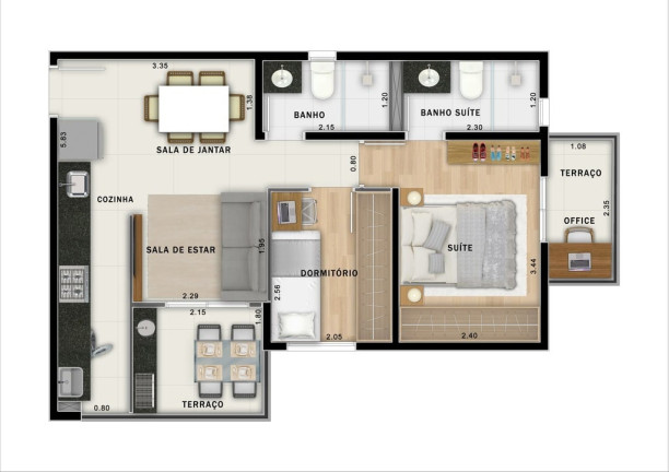 Imagem Imóvel com 2 Quartos à Venda, 49 m² em Jardim - Santo André