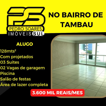 Apartamento com 3 Quartos para Alugar, 128 m² em Tambaú - João Pessoa