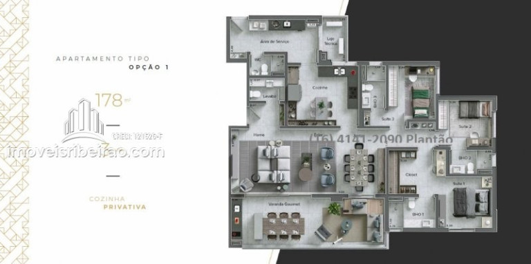 Imagem Apartamento com 3 Quartos à Venda, 178 m² em Bonfim Paulista - Ribeirão Preto