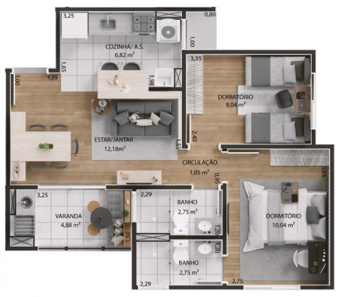 Imagem Apartamento com 2 Quartos à Venda, 55 m² em Jardim Do Bosque - Hortolândia