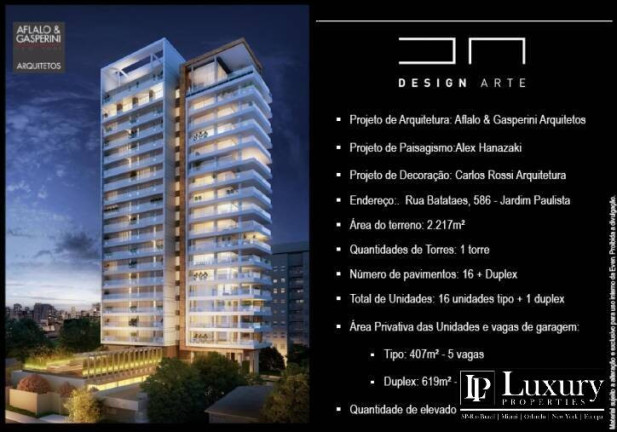 Apartamento com 4 Quartos à Venda, 407 m² em Jardim Paulista - São Paulo