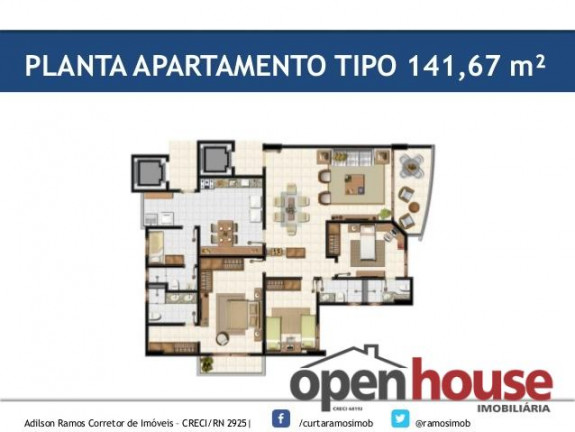 Imagem Apartamento com 3 Quartos à Venda, 141 m² em Capim Macio - Natal