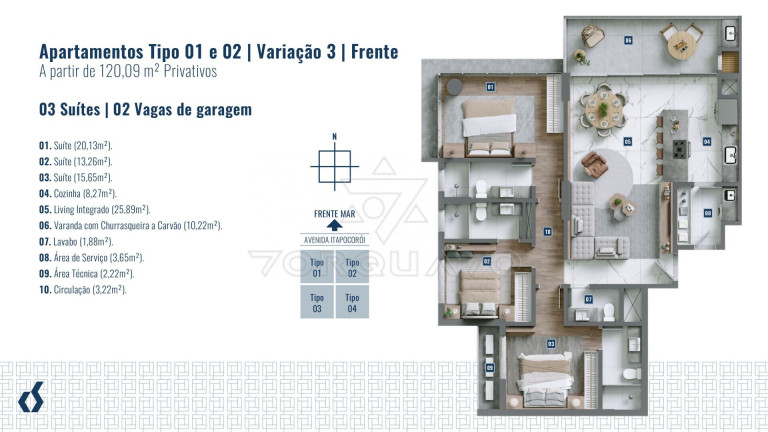 Imagem Apartamento com 3 Quartos à Venda, 120 m² em Praia De Armação Do Itapocorói - Penha