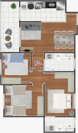 Imagem Apartamento com 3 Quartos à Venda, 60 m² em Jardim Carlos Gomes - Jundiaí