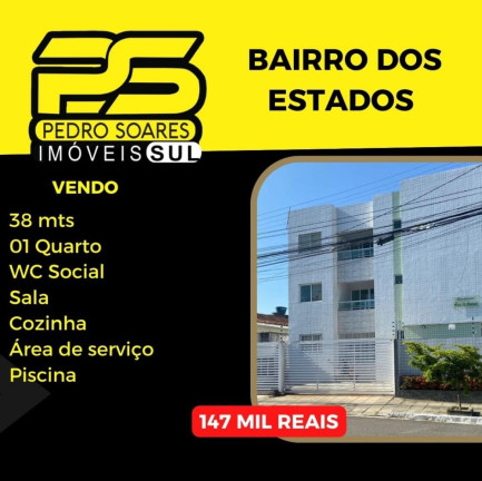 Flat com 1 Quarto à Venda, 38 m² em Estados - João Pessoa