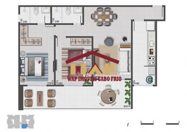 Imagem Apartamento com 2 Quartos à Venda, 80 m² em Jardim Excelsior - Cabo Frio