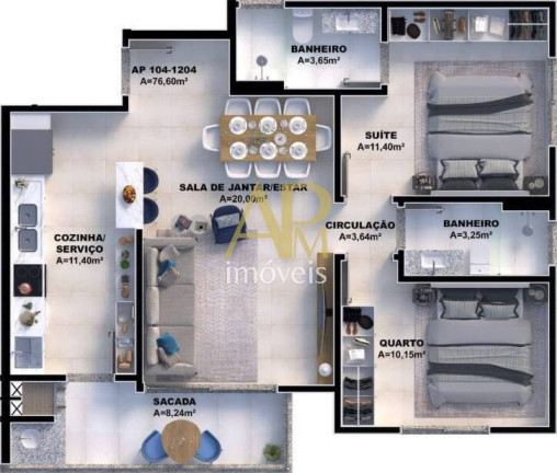 Imagem Apartamento com 2 Quartos à Venda, 77 m² em Pedra Branca - Palhoça Imagem Apartamento com 2 Quartos à Venda, 77 m² em Pedra Branca - Palhoça