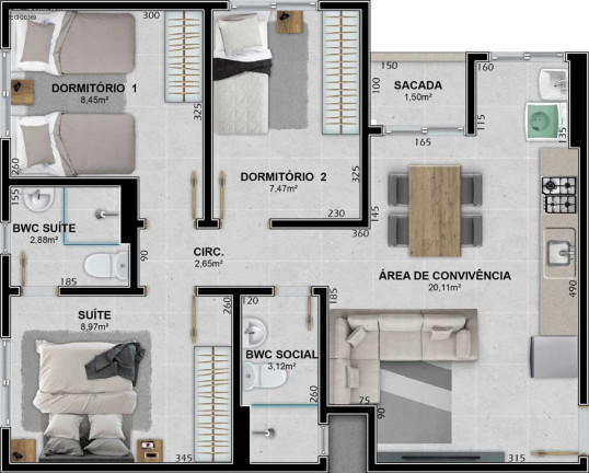 Imagem Apartamento com 2 Quartos à Venda, 47 m² em São Luís - Criciúma Imagem Apartamento com 2 Quartos à Venda, 47 m² em São Luís - Criciúma