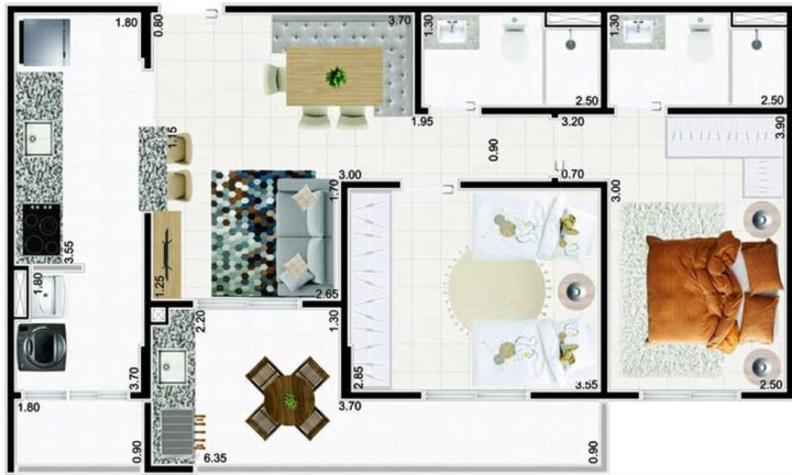 Imagem Apartamento com 2 Quartos à Venda, 72 m² em Caiçara - Praia Grande