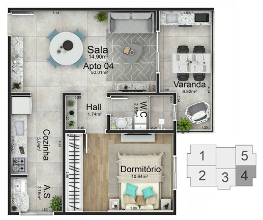 Imagem Apartamento com 1 Quarto à Venda, 50 m² em Caiçara - Praia Grande